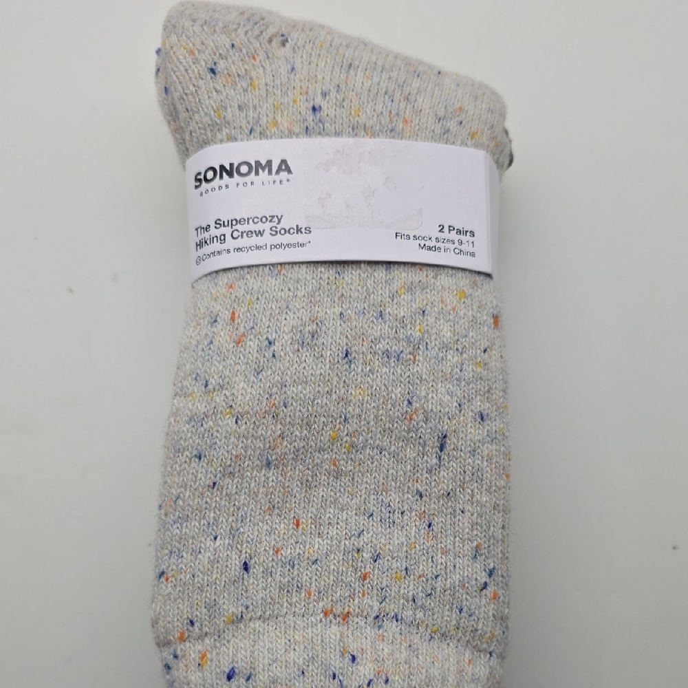 Sonoma Supercozy Hiking Crew Socks - Gray with Multicolor Specks